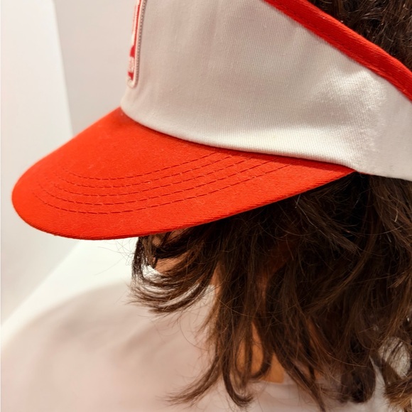 Vintage UNIFEED Sun Visor Hat Orange & White - Picture 4 of 9